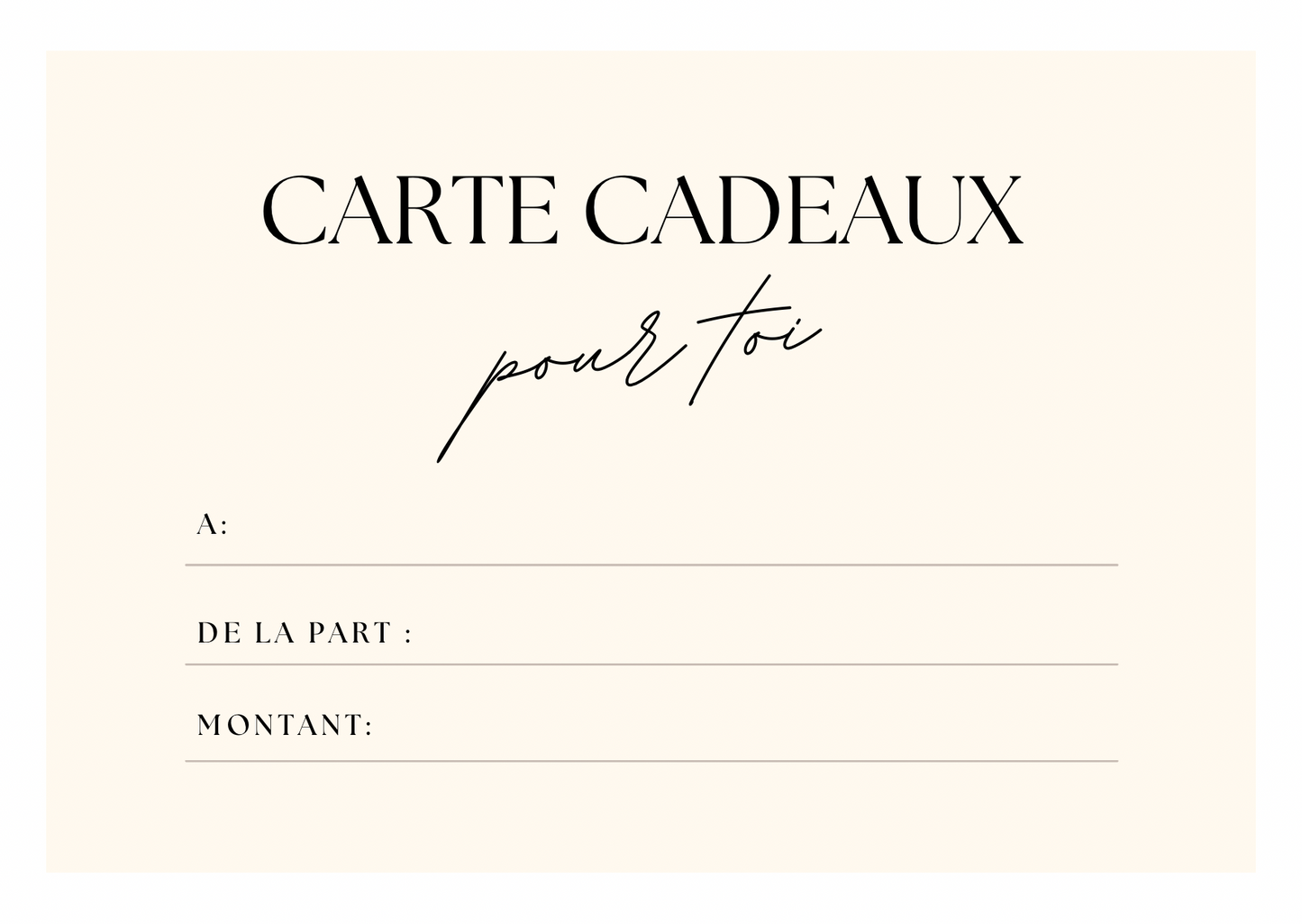 CARTE CADEAUX : PURE MINIMALIST